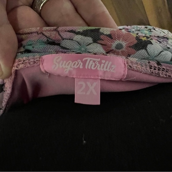 Sugar Thrillz Pink Floral Ruched Halter Dress 2X F2 - Picture 6 of 6
